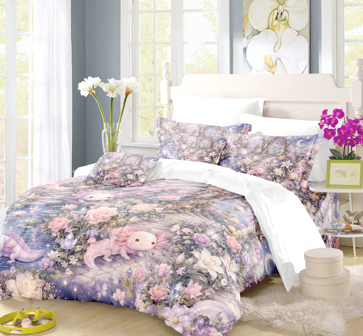 Dreamy Axolotl Fantasy Duvet Cover Set - Print 12