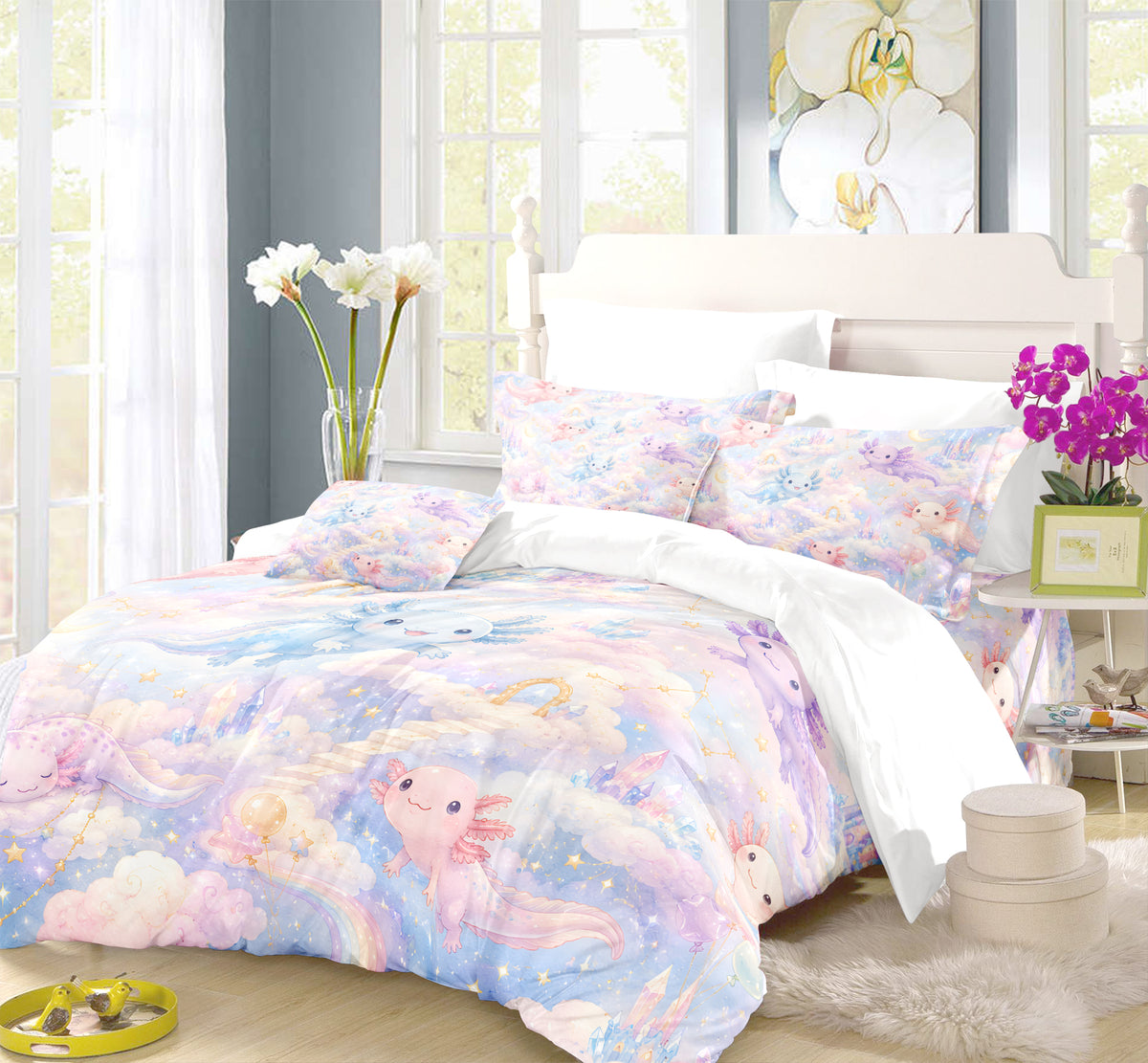 Dreamy Axolotl Fantasy Duvet Cover Set - Print 24