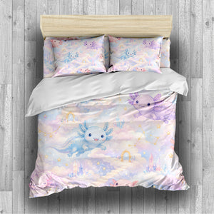 Dreamy Axolotl Fantasy Duvet Cover Set - Print 19