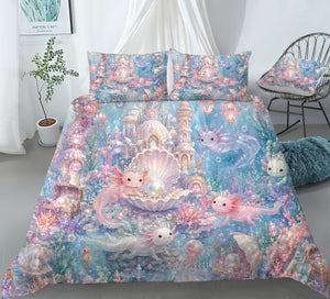 Dreamy Axolotl Fantasy Duvet Cover Set - Print 27