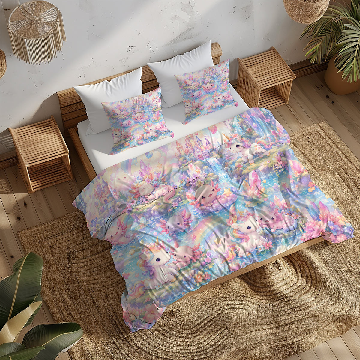 Dreamy Axolotl Fantasy Duvet Cover Set - Print 32