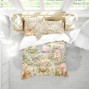 Axolotl Capybara Frog Duvet Cover Set - Print 11