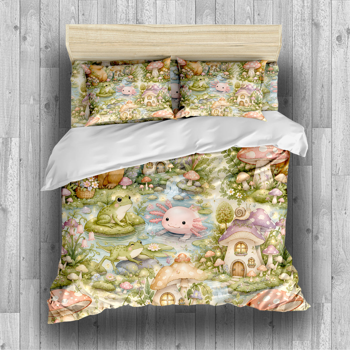 Axolotl Capybara Frog Duvet Cover Set - Print 7