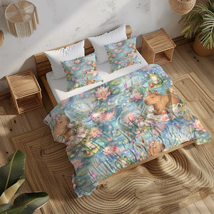 Axolotl Capybara Frog Duvet Cover Set - Print 14