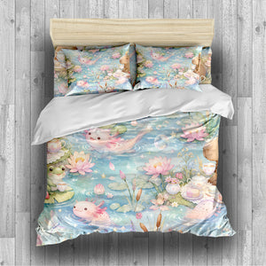 Axolotl Capybara Frog Duvet Cover Set - Print 13