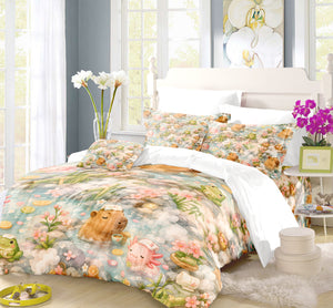 Axolotl Capybara Frog Duvet Cover Set - Print 24