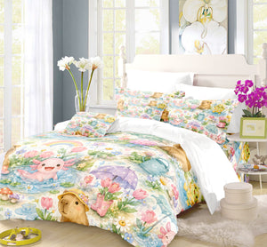 Axolotl Capybara Frog Duvet Cover Set - Print 30