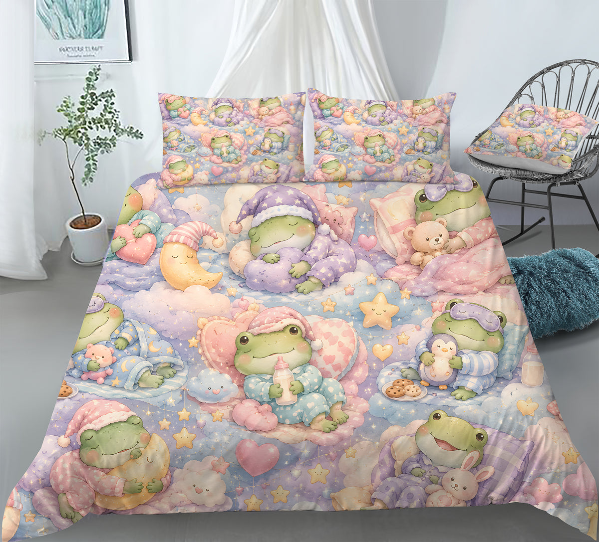 Dreamy Frog Fantasy Duvet Cover Set - Print 27