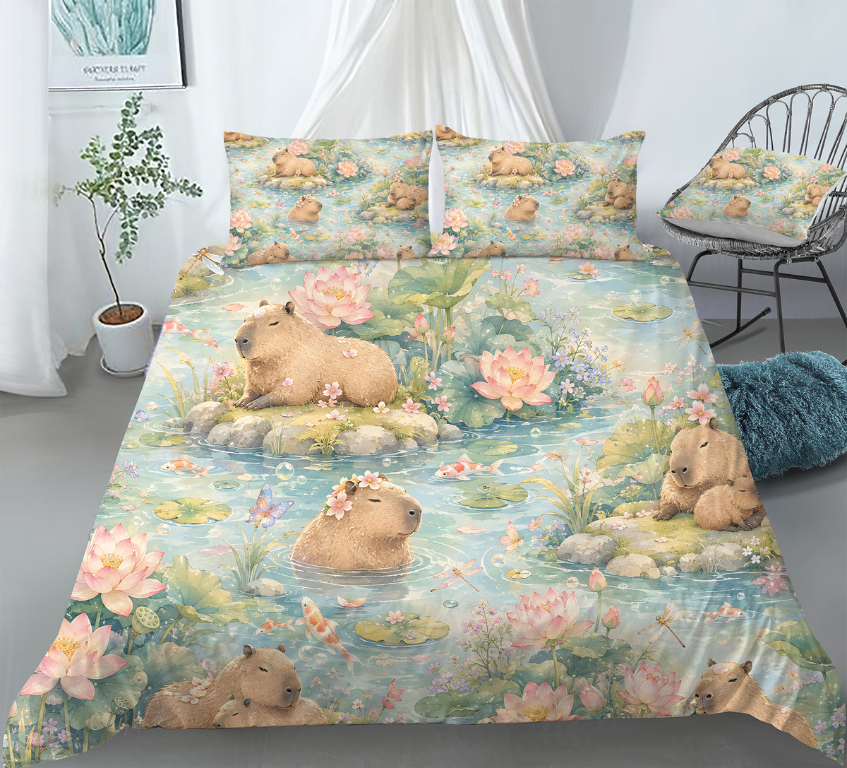 Capybara Duvet Cover Set - Print 27