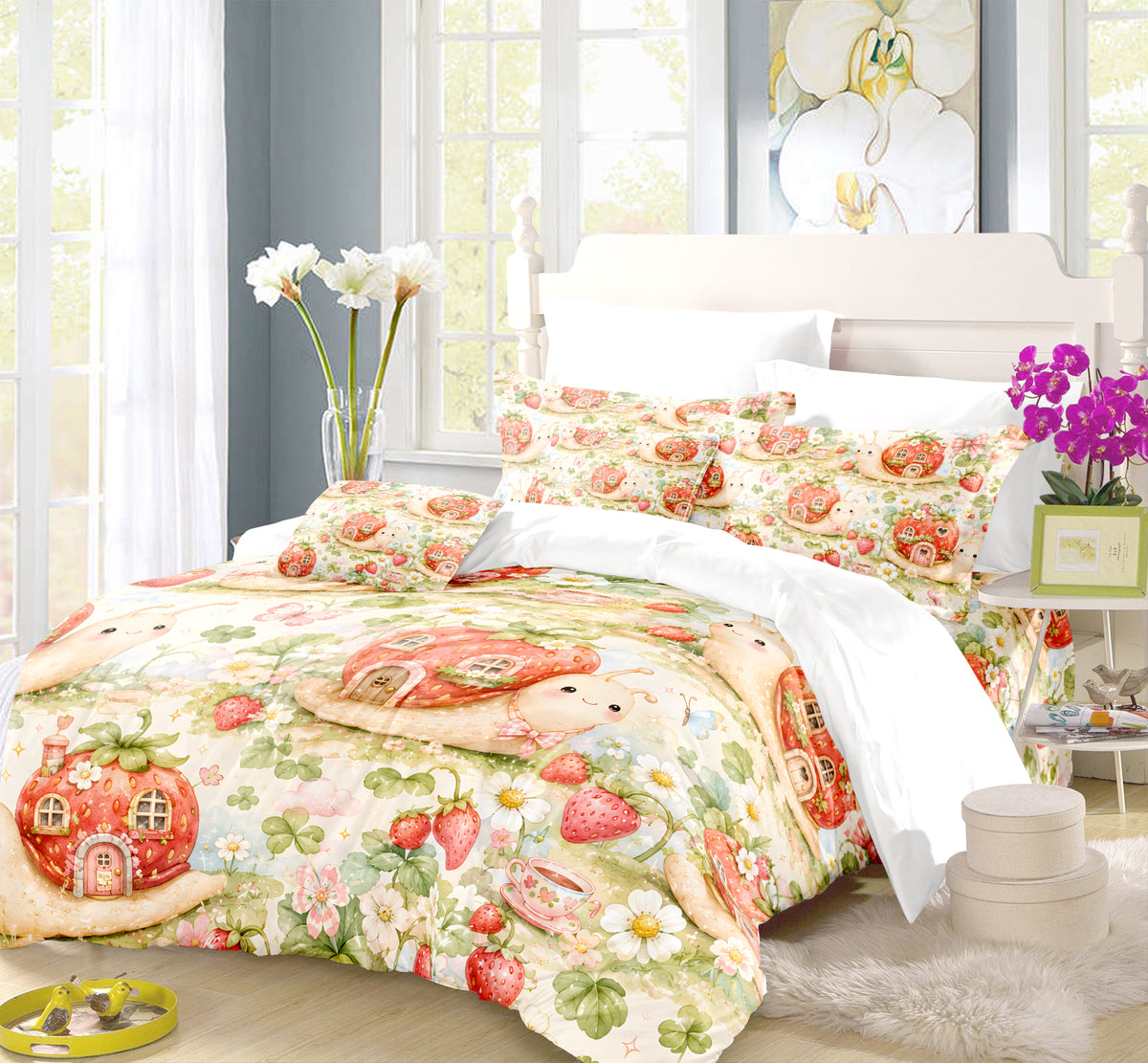 Cute Snail Duvet Cover Set - Print 6