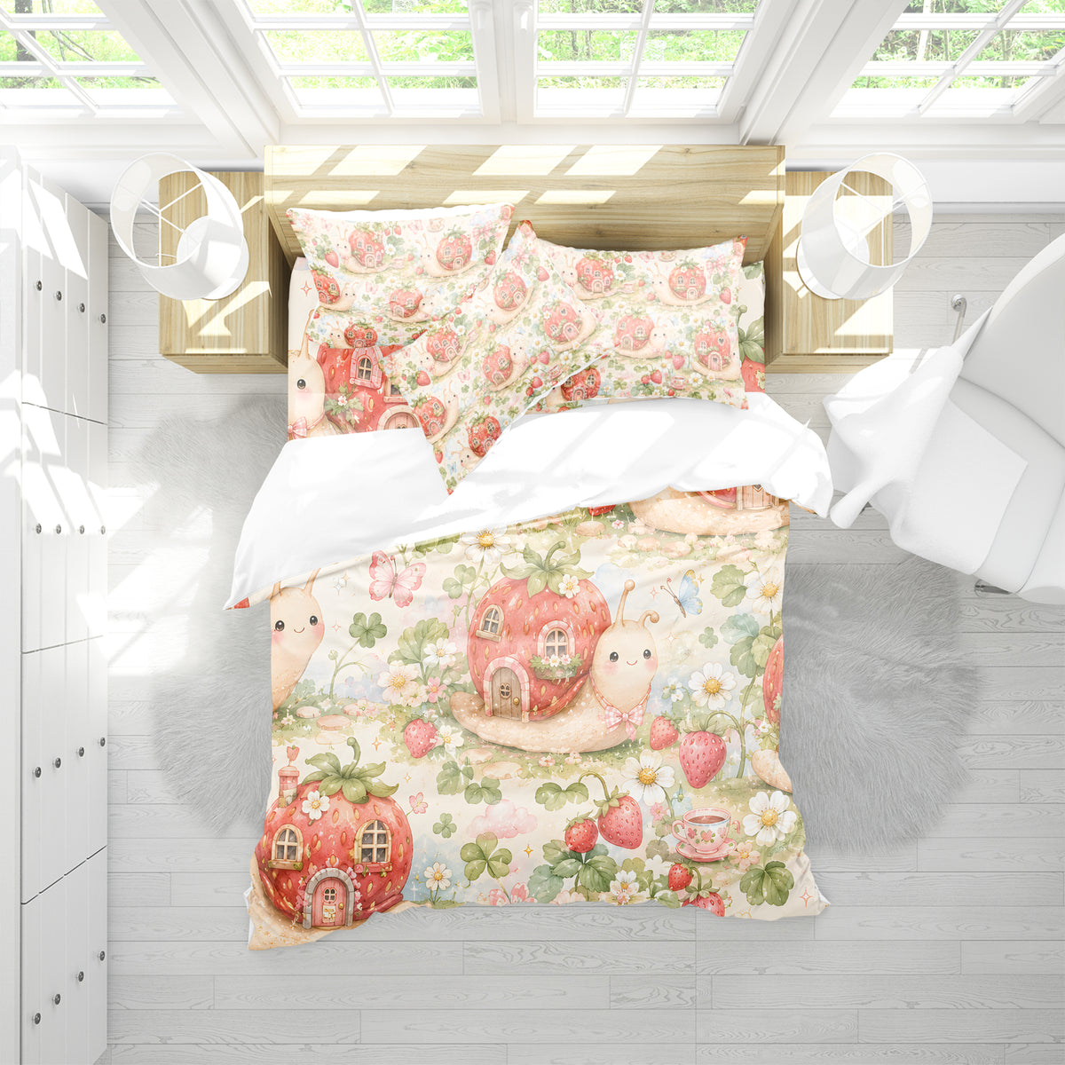 Cute Snail Duvet Cover Set - Print 5