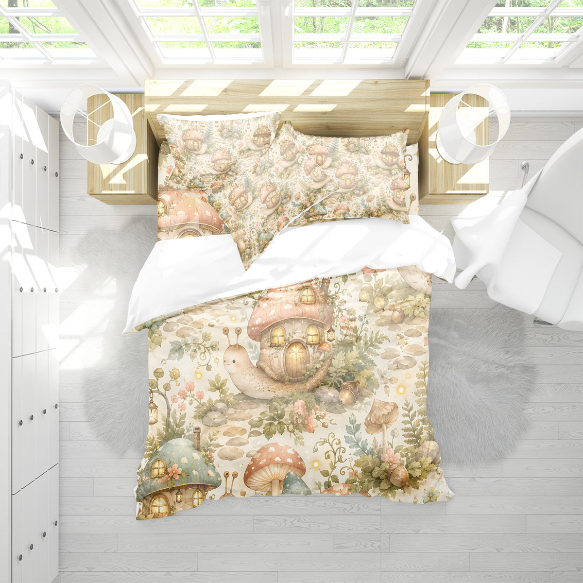 Cute Snail Duvet Cover Set - Print 11