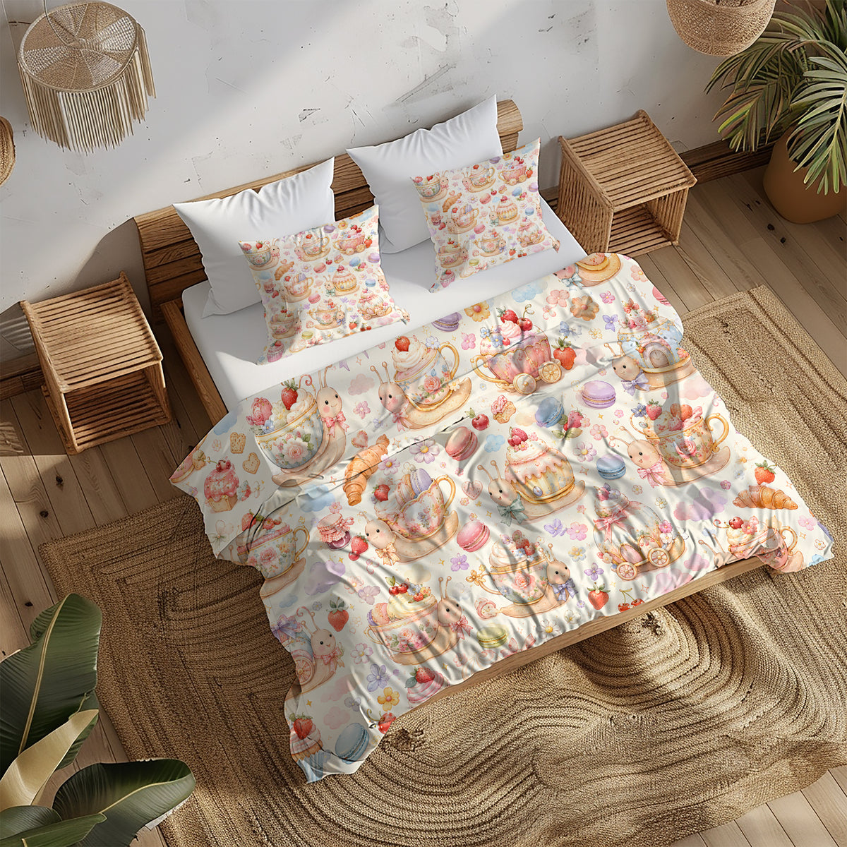 Cute Snail Duvet Cover Set - Print 14