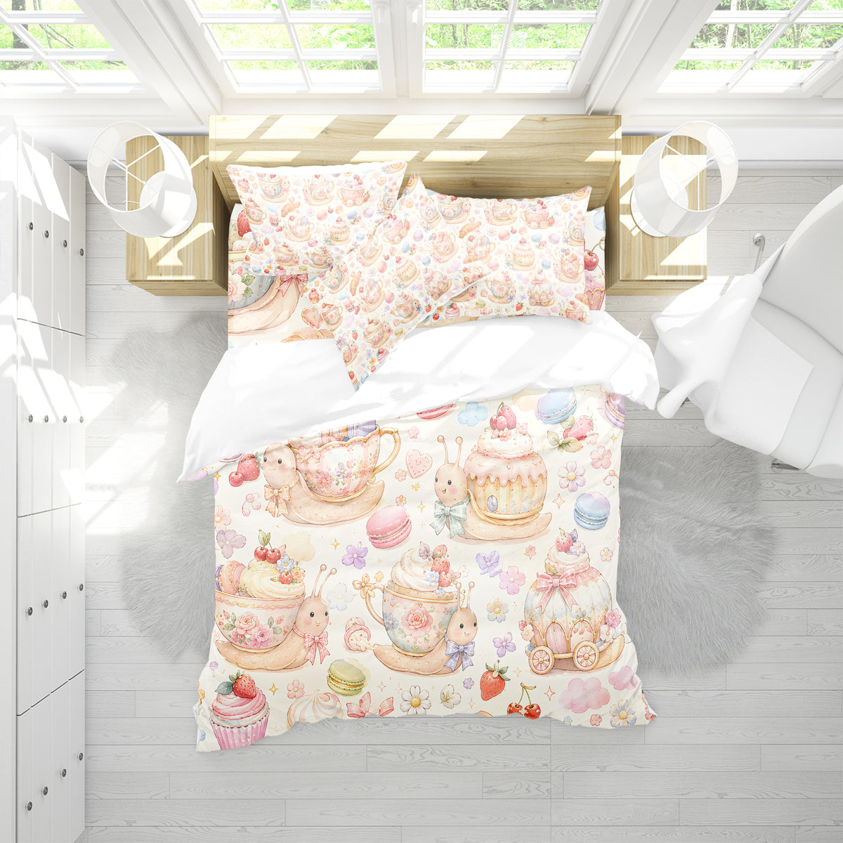 Cute Snail Duvet Cover Set - Print 17