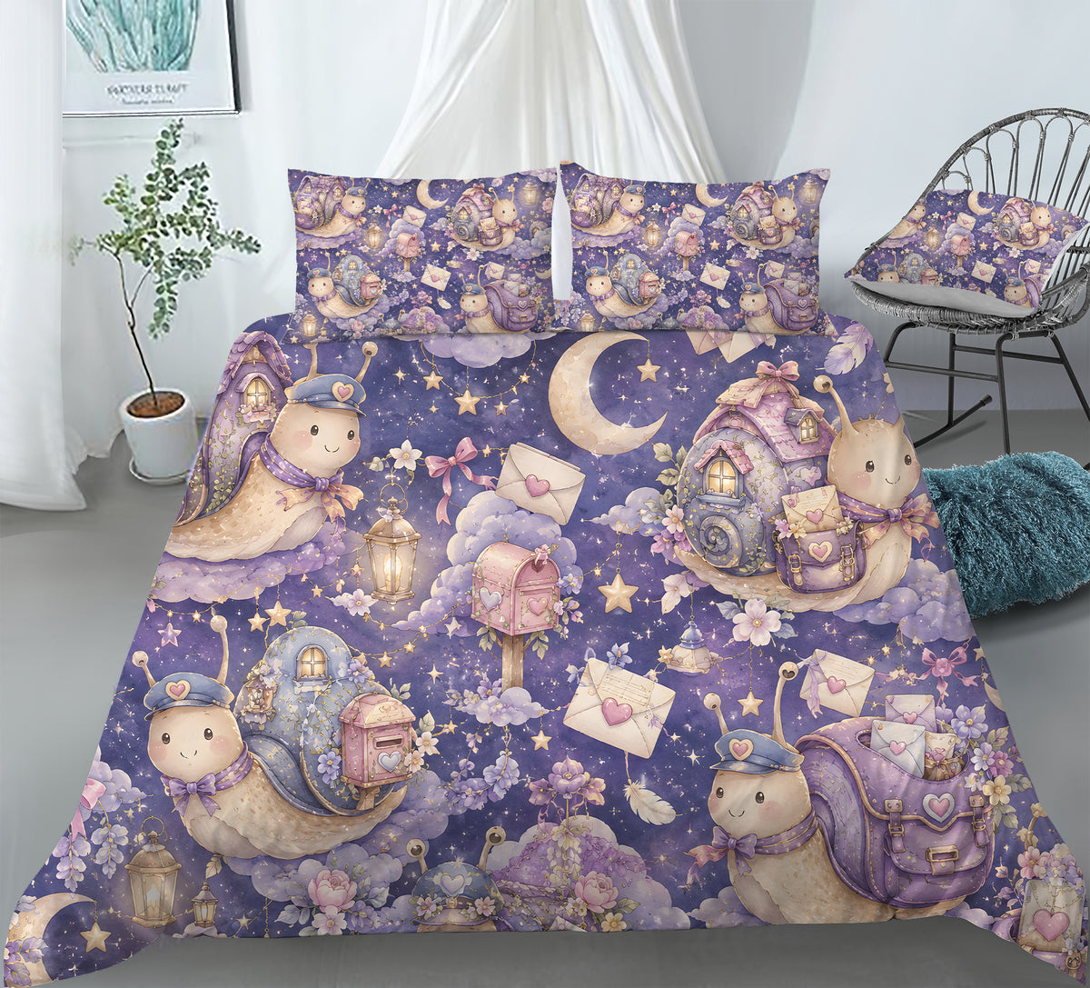 Cute Snail Duvet Cover Set - Print 21