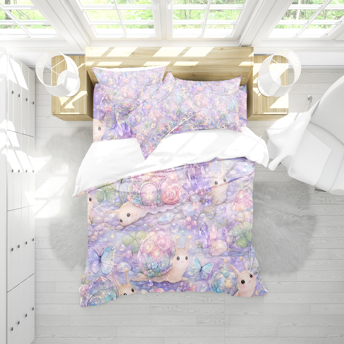 Cute Snail Duvet Cover Set - Print 29