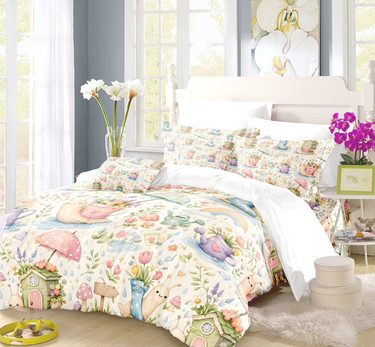 Cute Snail Duvet Cover Set - Print 36