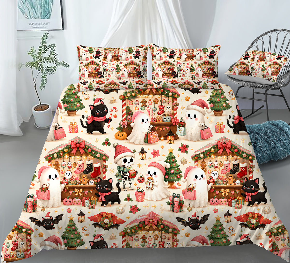 Cute Spooky Christmas Duvet Cover Set - Print 3