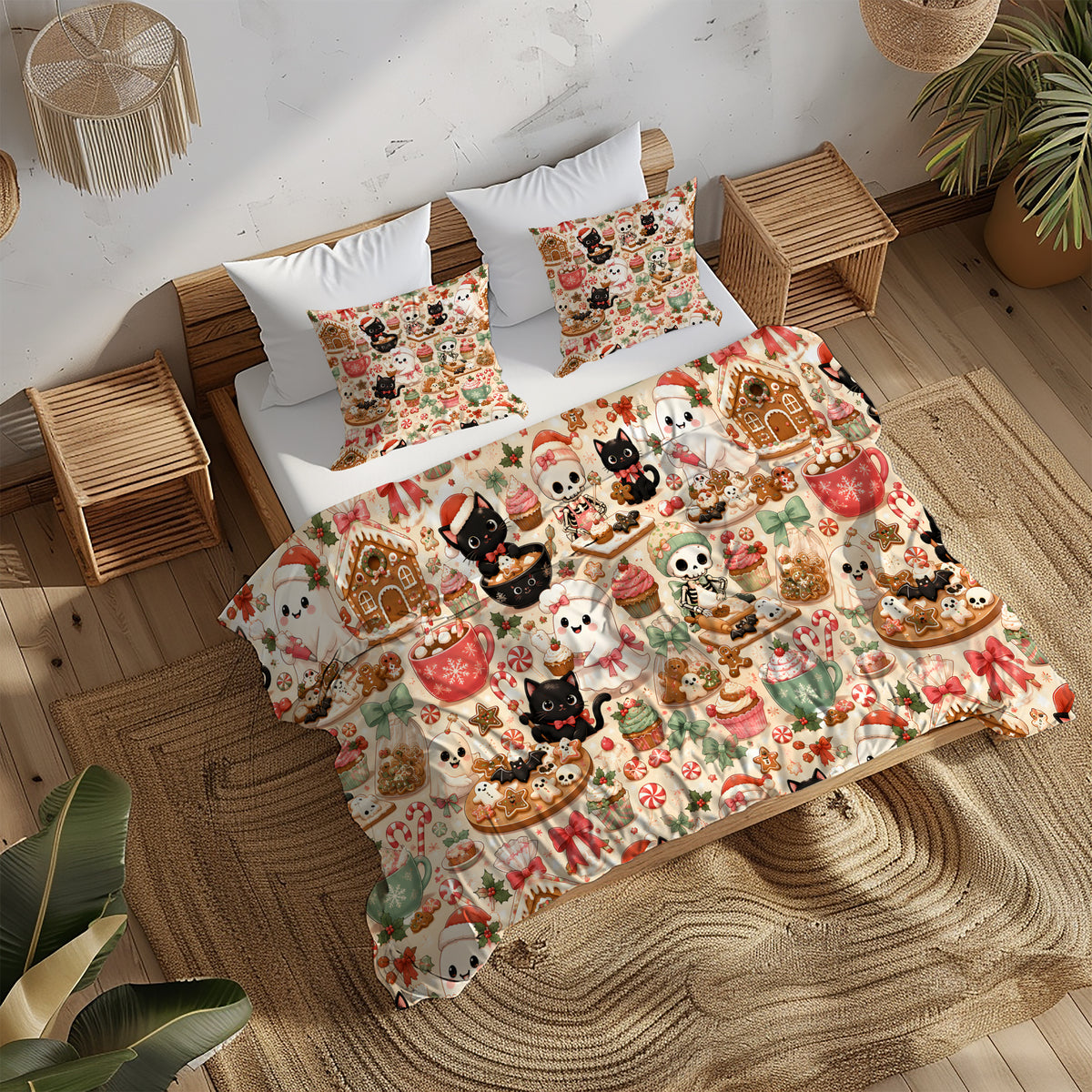 Cute Spooky Christmas Duvet Cover Set - Print 14