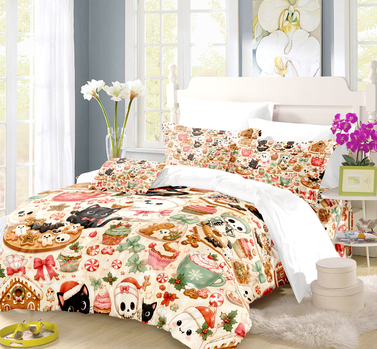 Cute Spooky Christmas Duvet Cover Set - Print 18