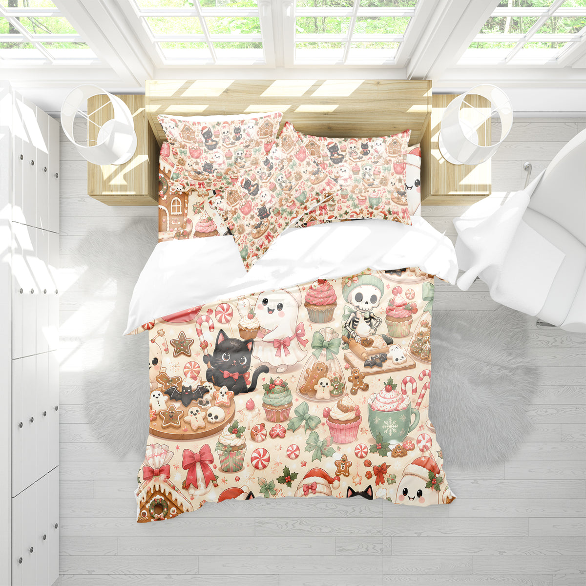 Cute Spooky Christmas Duvet Cover Set - Print 17
