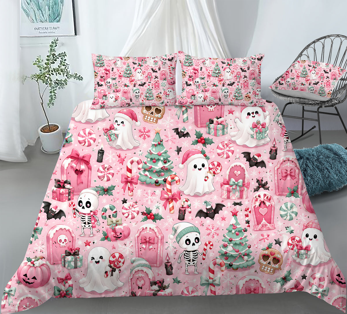 Cute Spooky Christmas Duvet Cover Set - Print 21