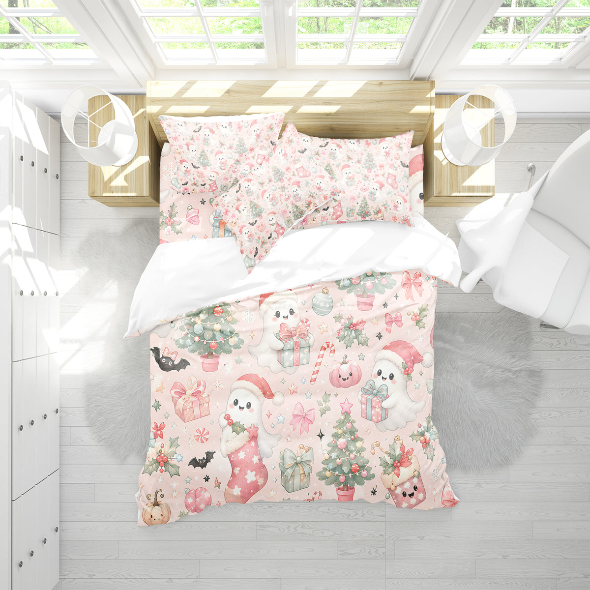 Cute Spooky Christmas Duvet Cover Set - Print 35