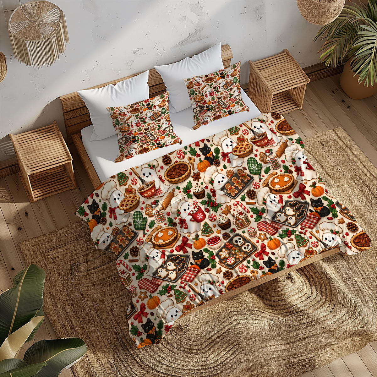 Halloween Thanksgiving Christmas Duvet Cover Set - Print 8
