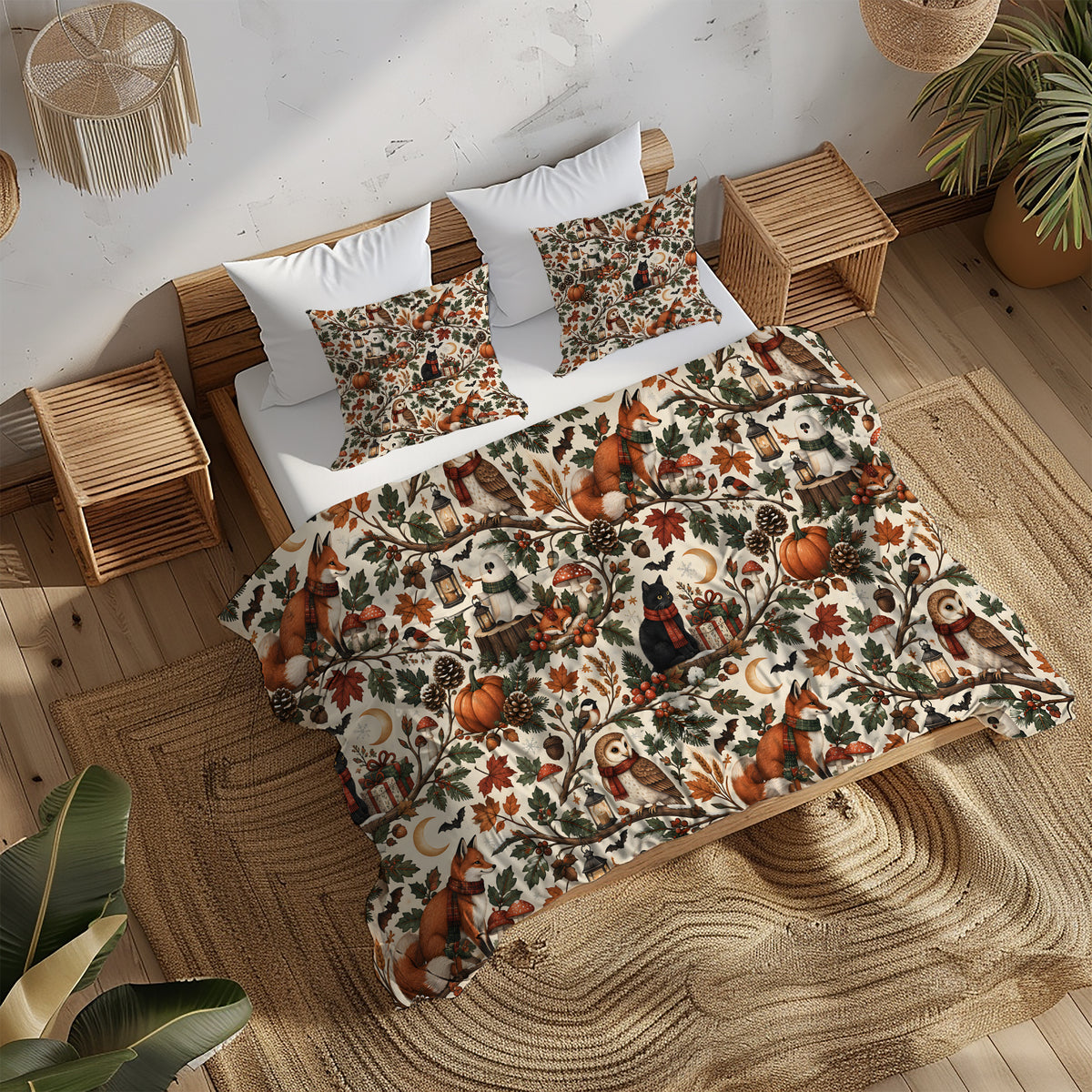Halloween Thanksgiving Christmas Duvet Cover Set - Print 14