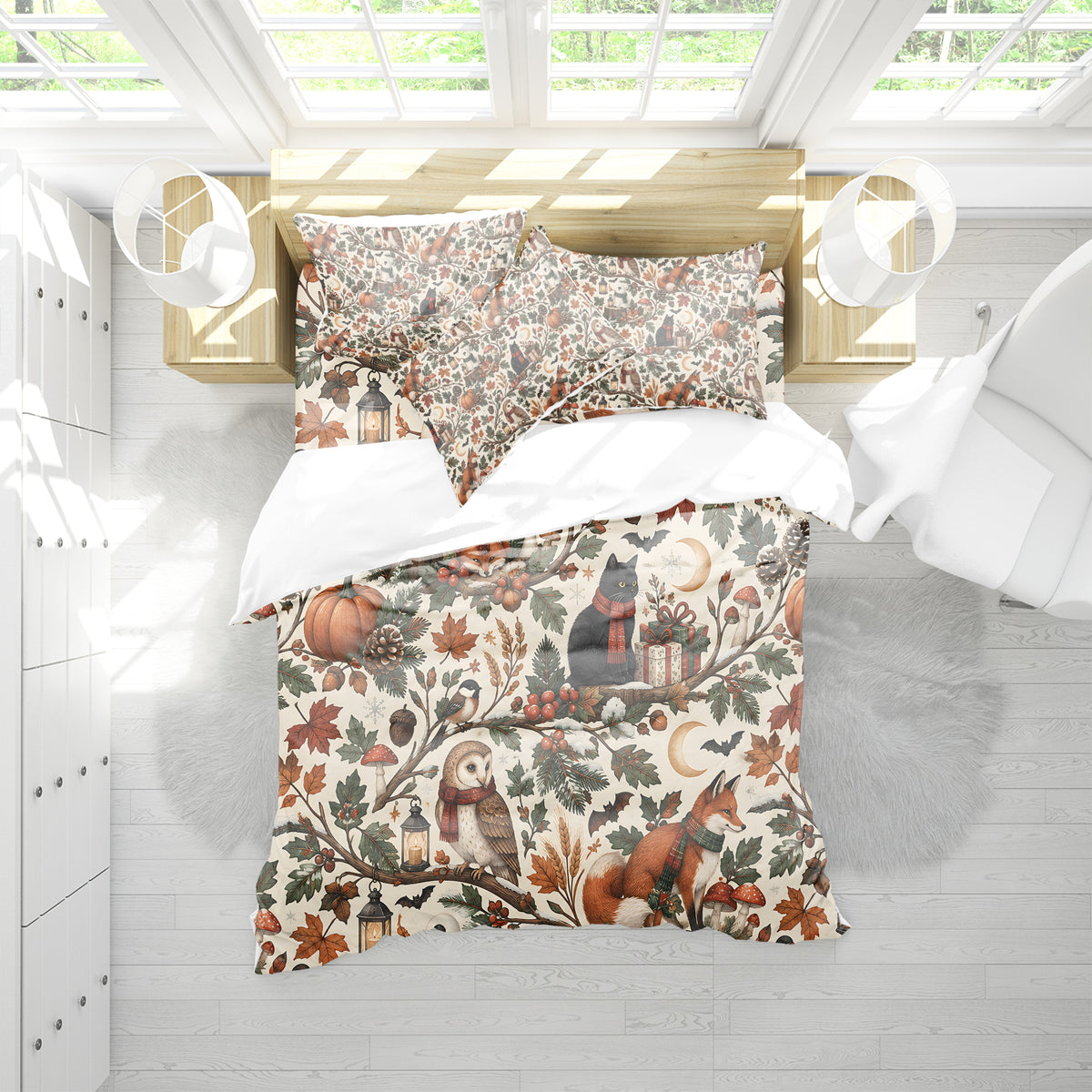 Halloween Thanksgiving Christmas Duvet Cover Set - Print 17