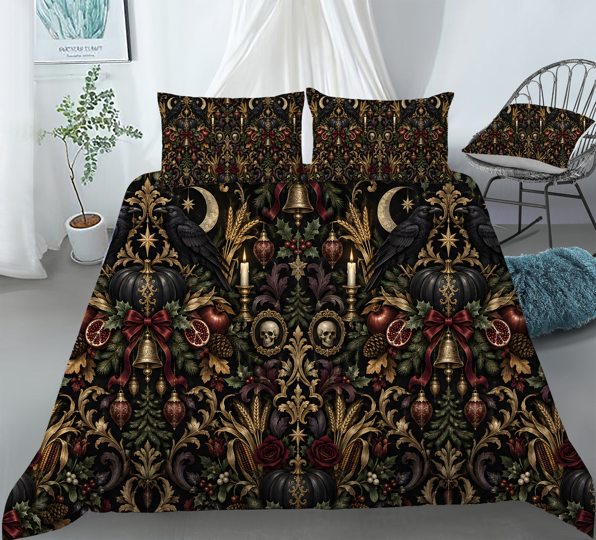Halloween Thanksgiving Christmas Duvet Cover Set - Print 21