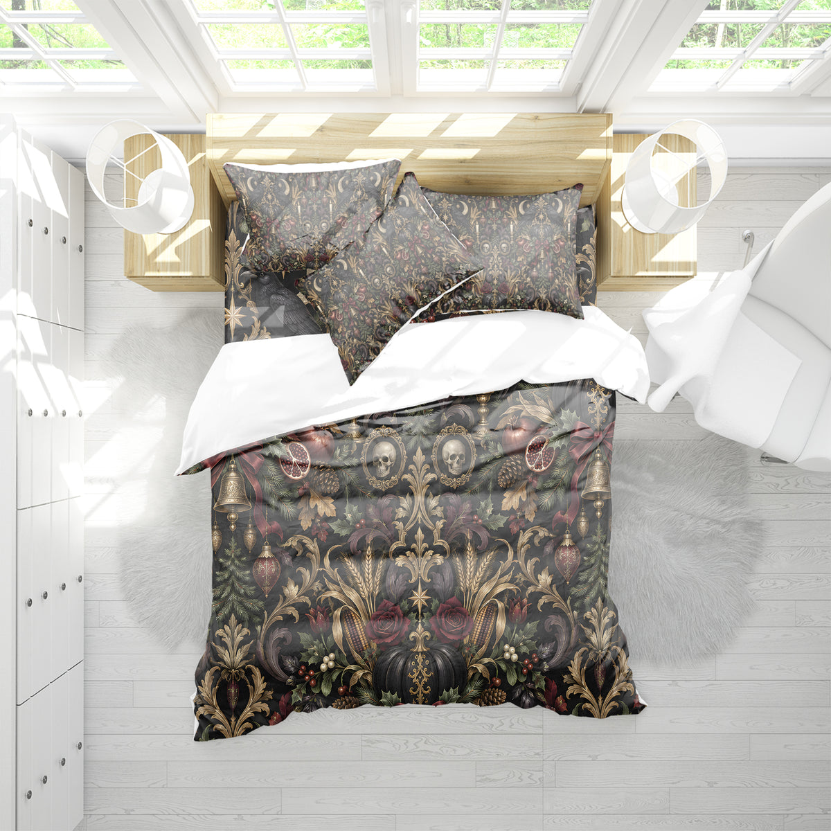 Halloween Thanksgiving Christmas Duvet Cover Set - Print 23