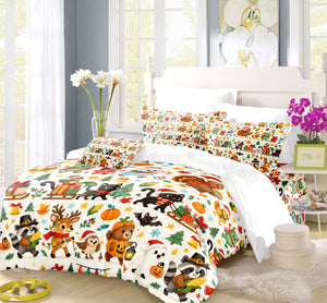 Halloween Thanksgiving Christmas Duvet Cover Set - Print 30