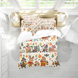 Halloween Thanksgiving Christmas Duvet Cover Set - Print 29