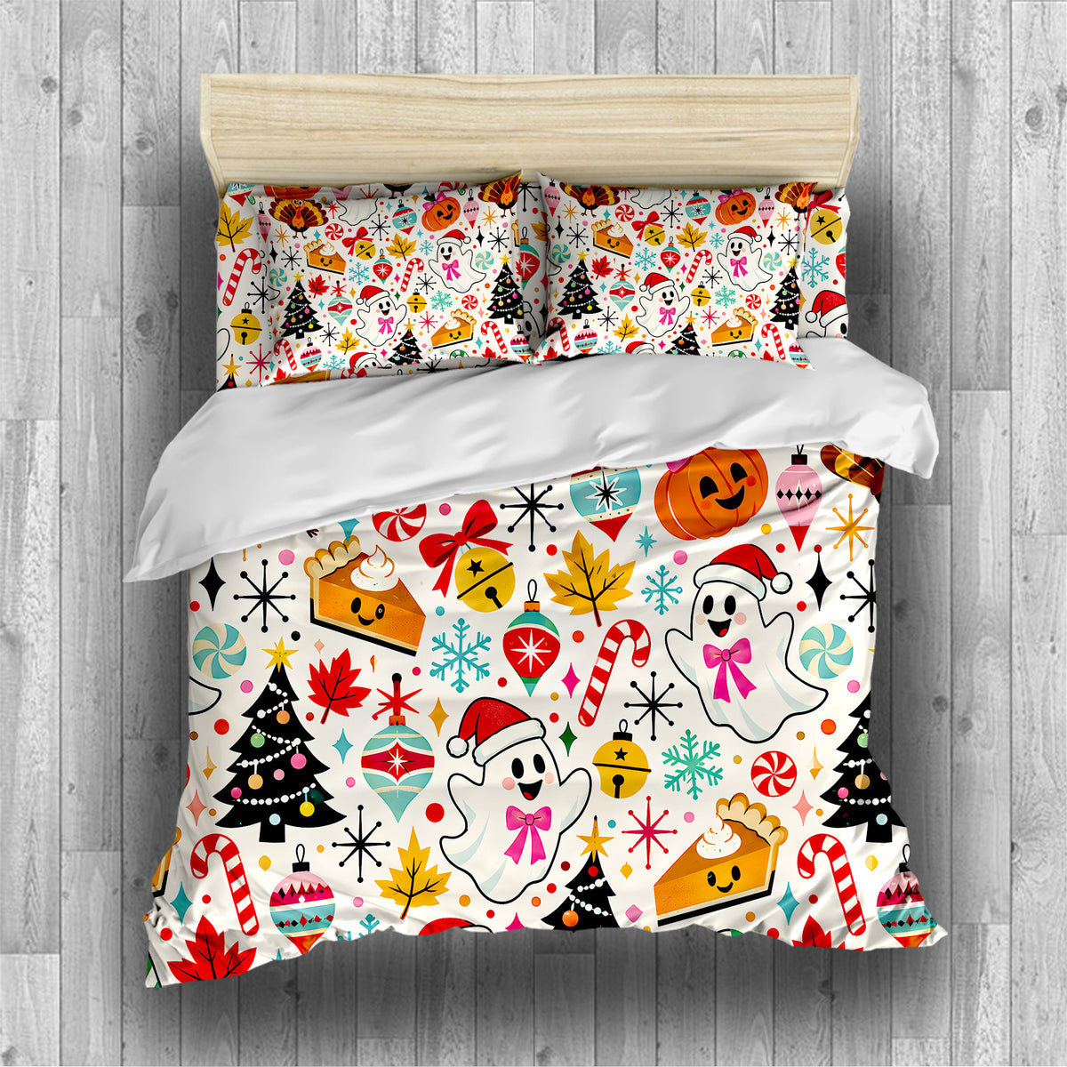 Halloween Thanksgiving Christmas Duvet Cover Set - Print 31