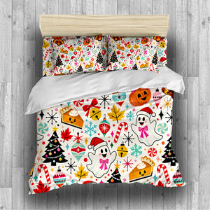 Halloween Thanksgiving Christmas Duvet Cover Set - Print 31