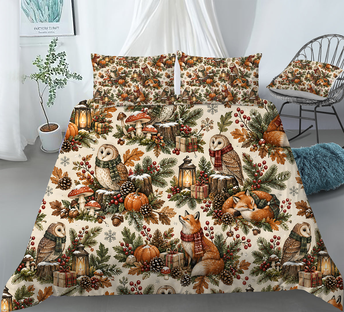 Fall Harvest & Christmas Duvet Cover Set - Print 9