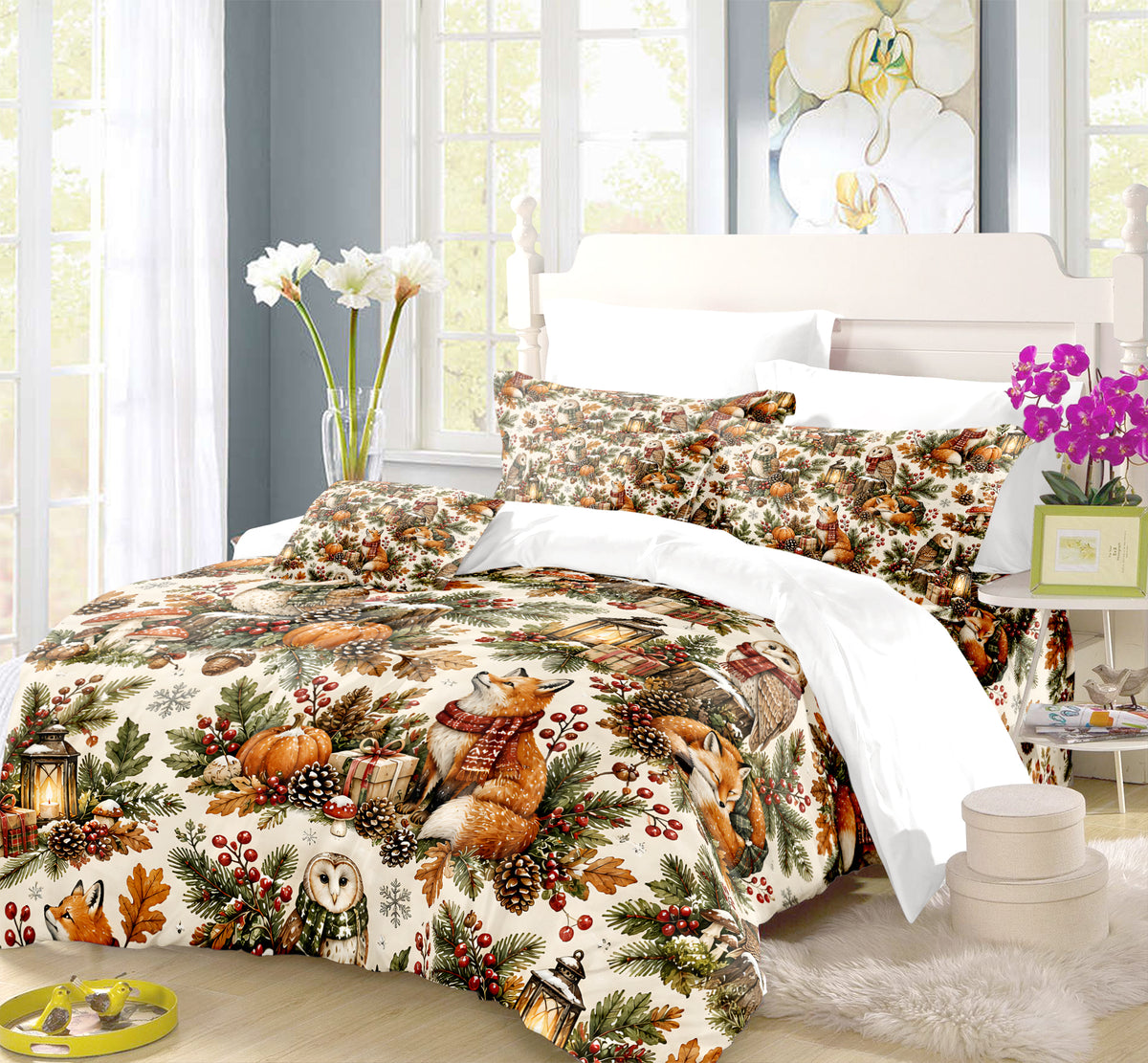 Fall Harvest & Christmas Duvet Cover Set - Print 12