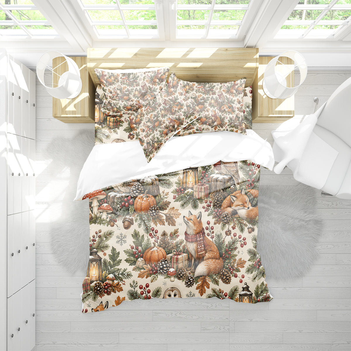 Fall Harvest & Christmas Duvet Cover Set - Print 11