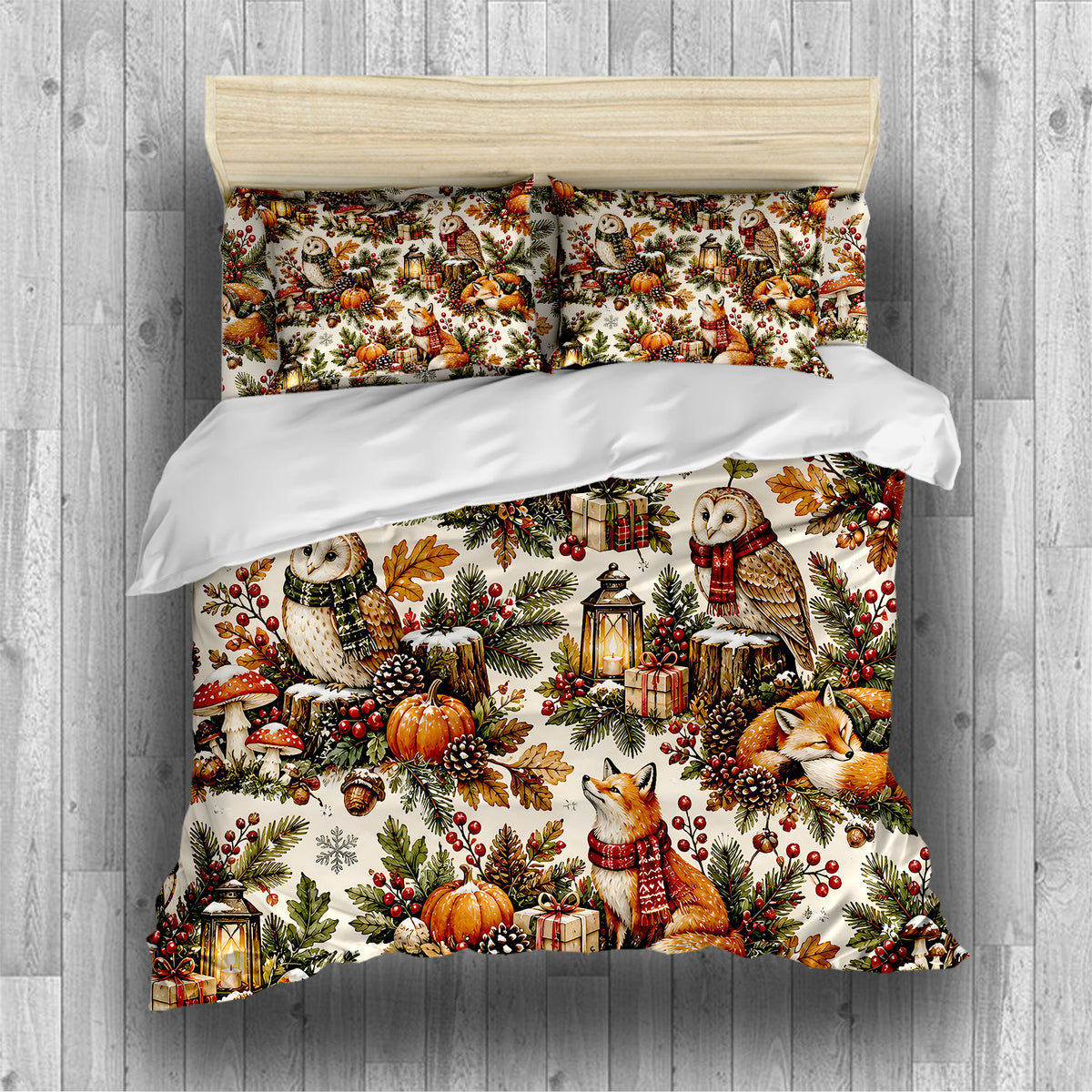 Fall Harvest & Christmas Duvet Cover Set - Print 7