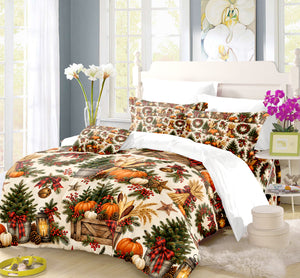 Fall Harvest & Christmas Duvet Cover Set - Print 18