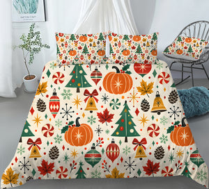 Fall Harvest & Christmas Duvet Cover Set - Print 21