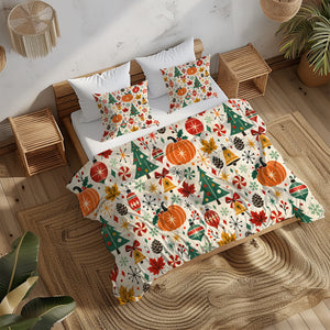 Fall Harvest & Christmas Duvet Cover Set - Print 20