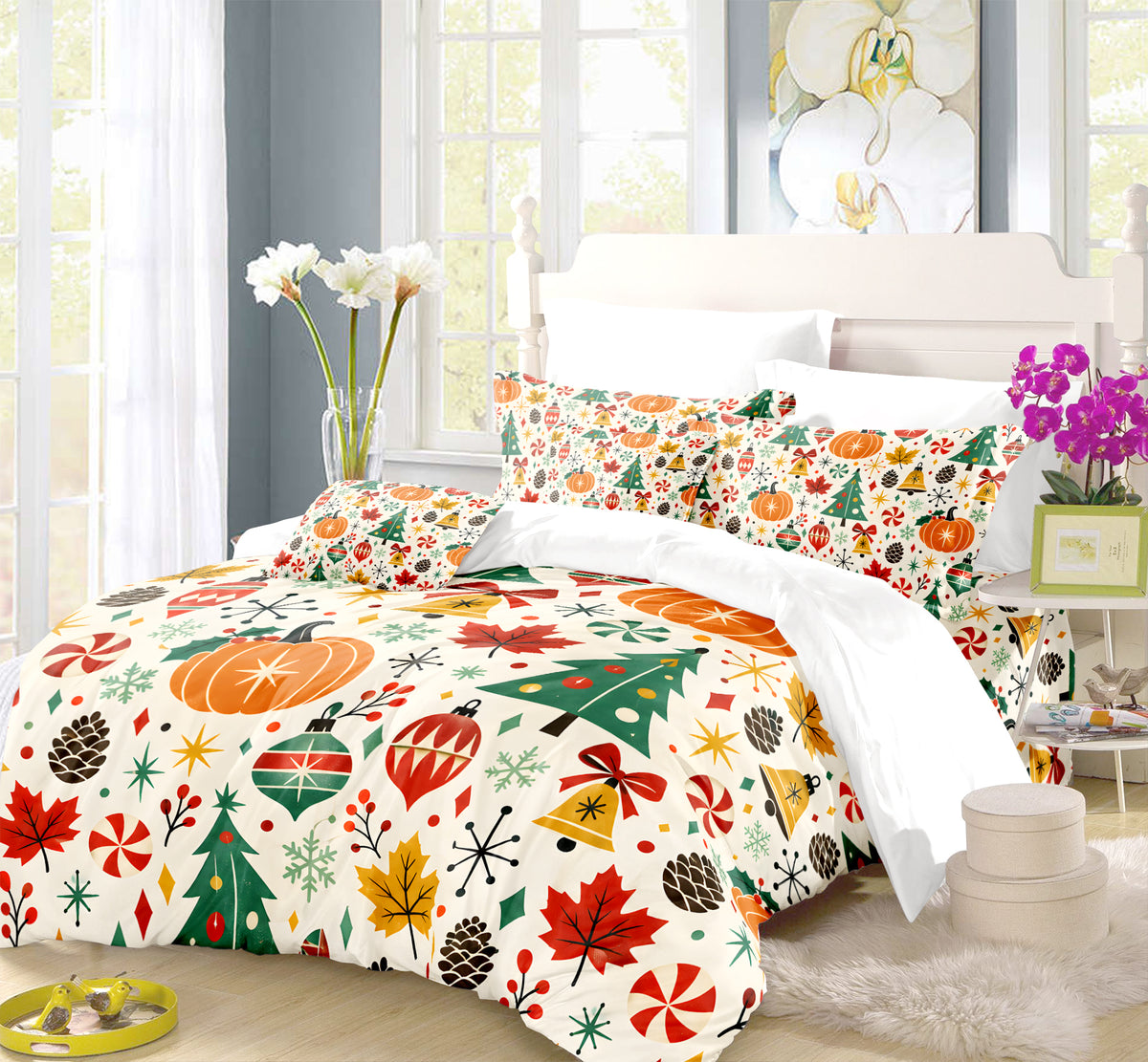 Fall Harvest & Christmas Duvet Cover Set - Print 24