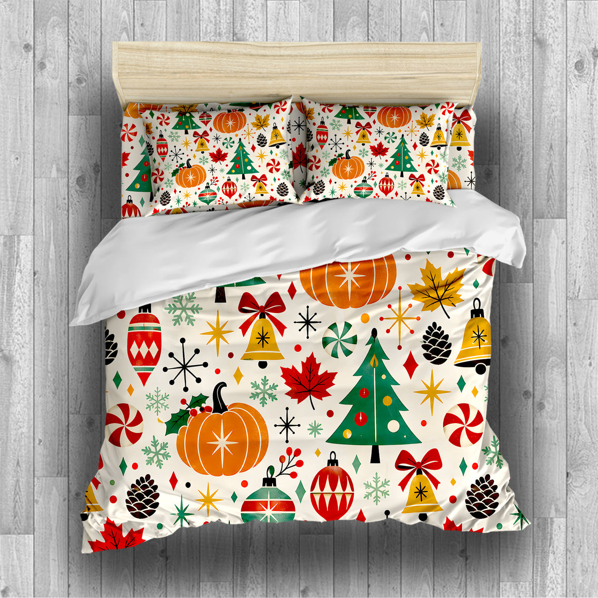 Fall Harvest & Christmas Duvet Cover Set - Print 19