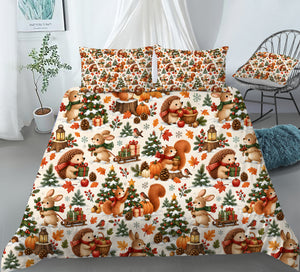 Fall Harvest & Christmas Duvet Cover Set - Print 33