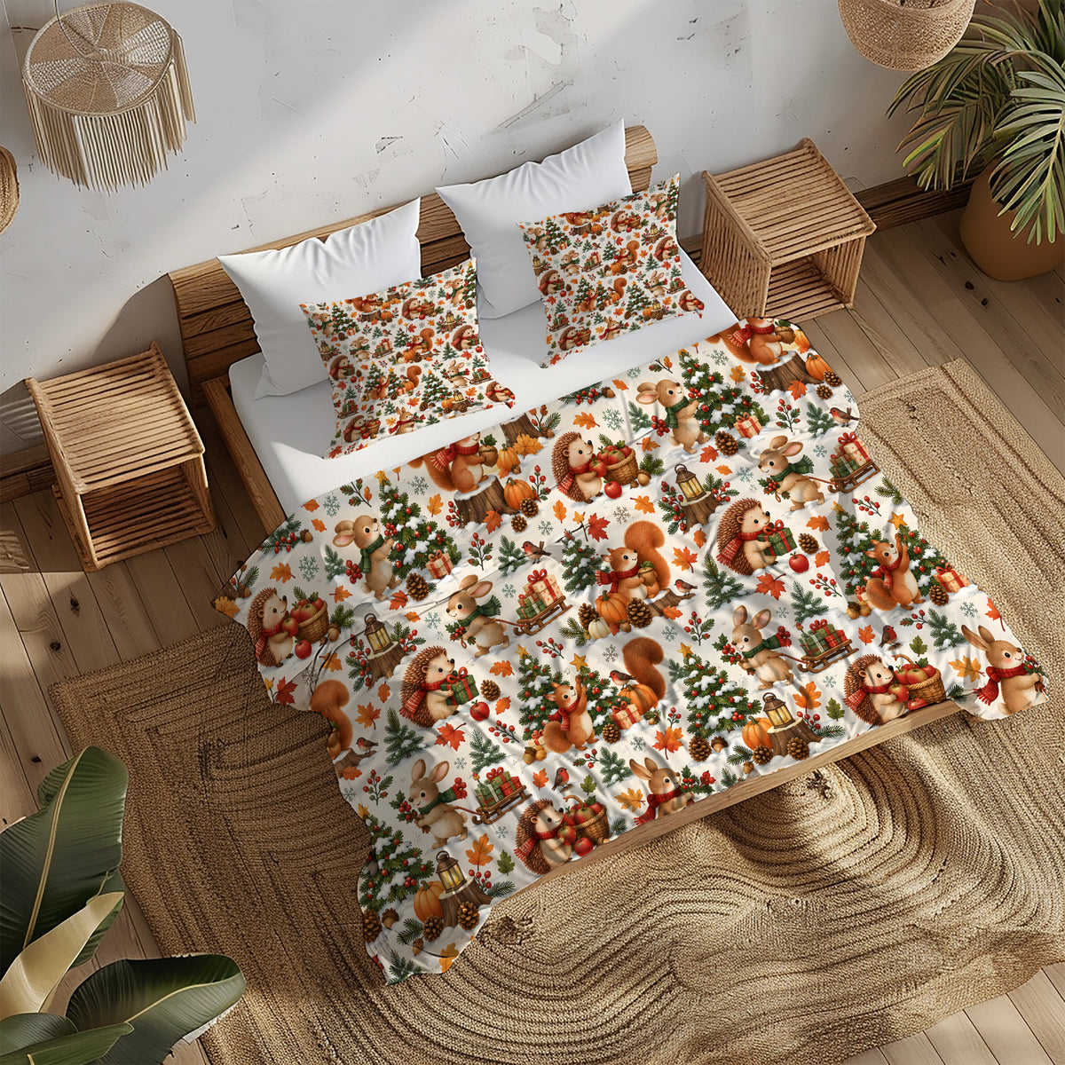 Fall Harvest & Christmas Duvet Cover Set - Print 32