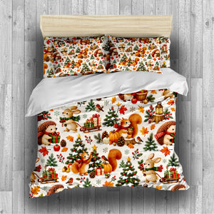 Fall Harvest & Christmas Duvet Cover Set - Print 31