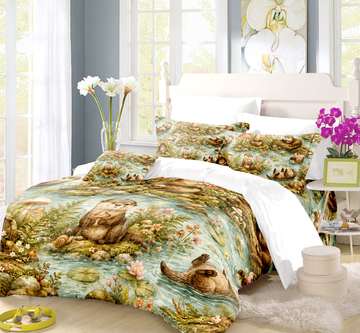 Cute Otter Duvet Cover Set - Print 12