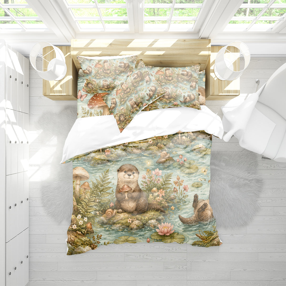 Cute Otter Duvet Cover Set - Print 11